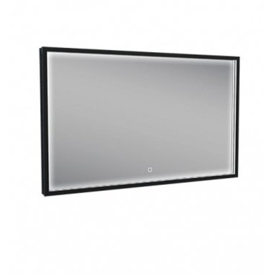 Wiesbaden Avi spiegel rechthoek met LED, dimbaar en spiegelverwarming 100 x 60 cm mat zwart