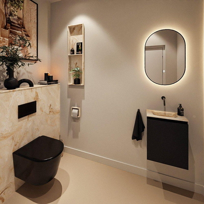 MONDIAZ TURE-DLUX meuble WC 40cm Urban. EDEN lavabo Frappe position milieu. Sans trou de robinet.