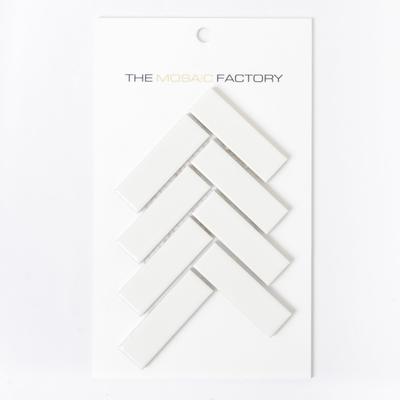 SAMPLE The Mosaic Factory Paris carreau mosaïque 2,3x7,3x0,6cm pour mur et sol pour intérieur et extérieur chevron Céramique Brillant Extra Blanc