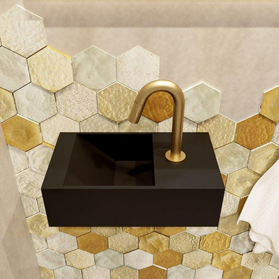 Mondiaz TYNE fontein - 40x23x12cm - wasbak links - 1 kraangat - solid surface Urban mat
