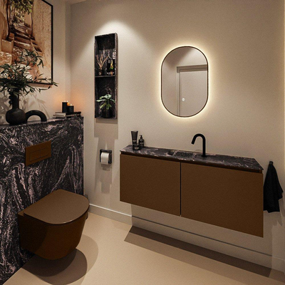 MONDIAZ TURE-DLUX Meuble toilette - 120cm - Rust - EDEN - vasque Lava - position centrale - 1 trou de robinet