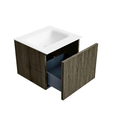 Mondiaz KURVE Badkamermeubelset - 50x46x40cm - 1 lade - wastafel solid surface - midden - 1 kraangat - Shadow