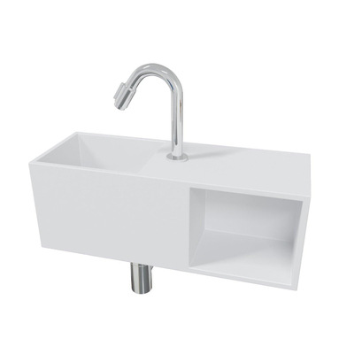 Wiesbaden Julia fonteinset – rechthoekig – 54x20x20 cm – solid surface mat wit – chromen kraan