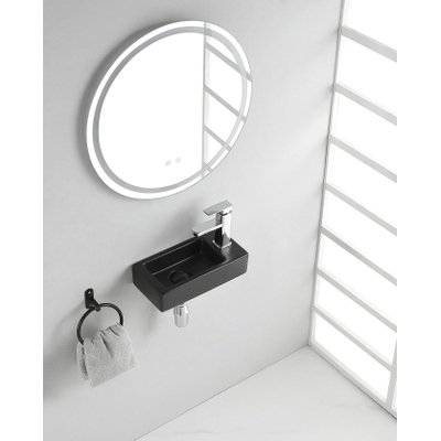 Wiesbaden Rhea S mini lavabo mural droit 36,5 x 18 x 9 cm céramique noir mat