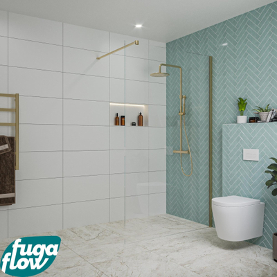 FugaFlow Eccelente Vetro Douche à l'italienne - 120x200cm - verre clair - Laiton brossé