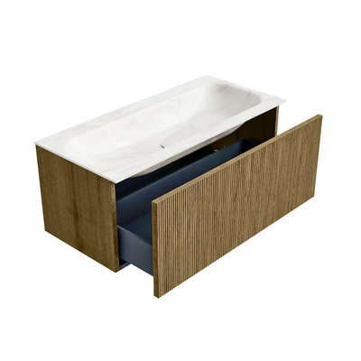 Mondiaz KURVE-DLUX Ensemble de meuble de salle de bains - 100x46x40cm - 1 tiroir - lavabo solid surface - centre - sans trou de robinet - Dusk