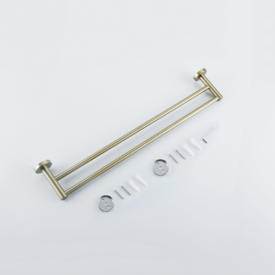 Fortifura Calvi Handdoekhouder - dubbel - rond - PVD - geborsteld messing (goud)