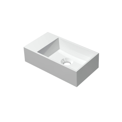 INK Contra Lavabo - 40x22x10cm - vasque à droite - 0 trous de robinet - polystone blanc mat