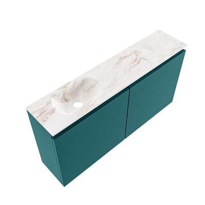 MONDIAZ TURE-DLUX meuble WC 100 cm Smag. EDEN lavabo Frappe position à gauche. Avec 1 trou de robinet.