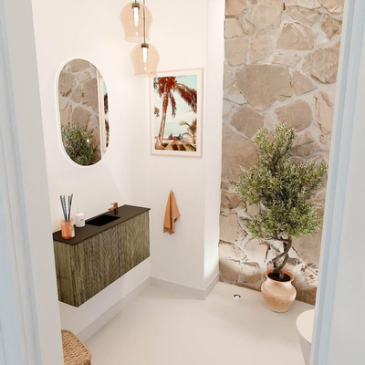 Mondiaz JOYA 80cm toiletmeubel - kleur Dusk - Wastafel FAYE positie Midden 1 kraangat kleur Urban.
