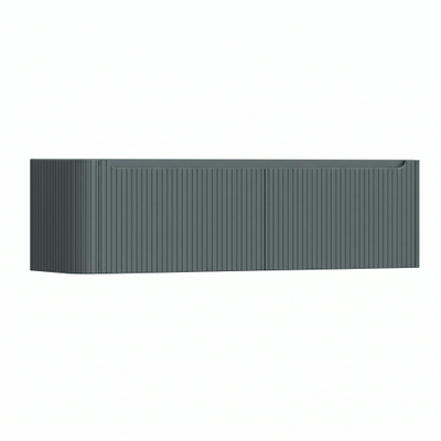 H&R Badmeubelen Juice Wastafelonderkast - 160x45x40cm - linkerhoek afgerond - 3D-front - 2 lades - geïntegreerde greep - petrol mat