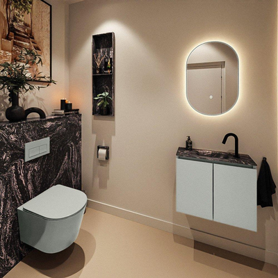 MONDIAZ TURE-DLUX Meuble toilette - 60cm - Greey - EDEN - vasque Lava - position centrale - 1 trou de robinet