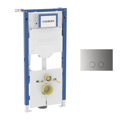Geberit Duofix Element - UP 320 - QeramiQ Push Steel bedieningsplaat slim - wand 112cm - ronde knoppen - geborsteld RVS
