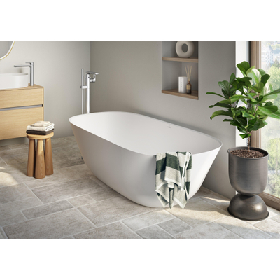 Villeroy & Boch theano vrijstaand duobad - 175x80cm - kunststof quaryl ovaal - Stone White (mat wit)