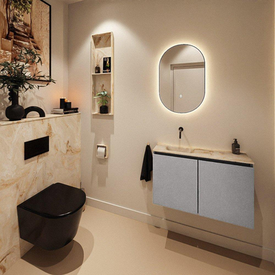 MONDIAZ TURE-DLUX 80cm toiletmeubel Plata. EDEN wastafel Frappe positie links. Zonder kraangat.