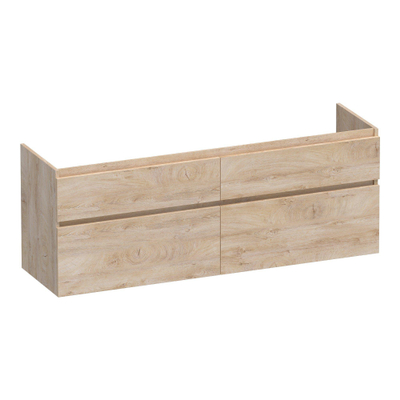 BRAUER Delight meuble sous-lavabo - 160x46x60cm - 4 tiroirs softclose - sans poignées - 2 découpes pour siphon - Forest Wheat