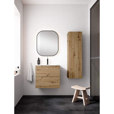 Saniclass Prime Balance Meuble sous lavabo - 60x55x44.9cm - 2 tiroirs - Poignée intégrée - MDF - Chêne rustique