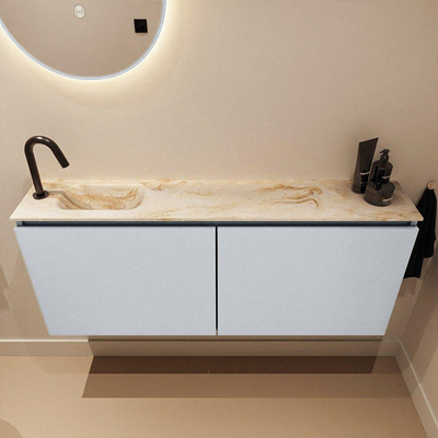 MONDIAZ TURE-DLUX 120cm toiletmeubel Clay. EDEN wastafel Frappe positie links. Met 1 kraangat.