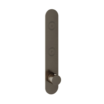 Hotbath Cobber Afbouwdeel inbouwthermostaat - met 2 pushbuttons verticale plaatsing - glans verouderd ijzer (zwart)