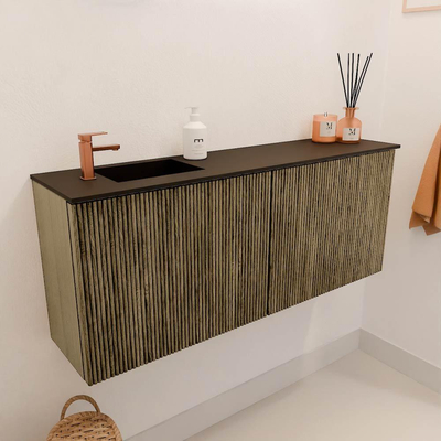 Mondiaz JOYA 100cm toiletmeubel - kleur Dusk - Wastafel FAYE positie Links 1 kraangat kleur Urban.