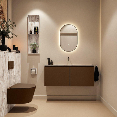 MONDIAZ TURE-DLUX Meuble de WC 120 cm Rust. EDEN lavabo Glace position milieu. Sans trou de robinet.
