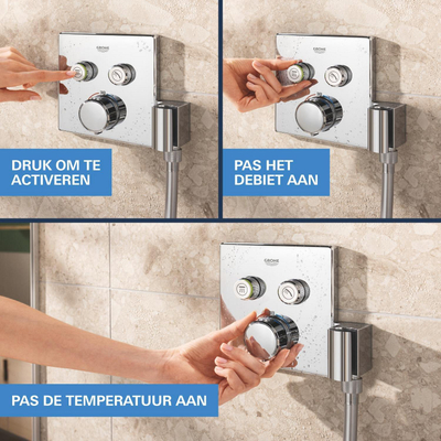 GROHE QuickFix Precision SmartControl inbouw douchesysteem met Vitalio Rain Mono 310 Cube hoofddouche chroom