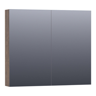 BRAUER Impress spiegelkast – 80x70x15 cm – 2 deuren, dubbelzijdige spiegeldeuren – Grove (noten)