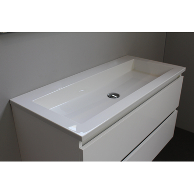 Basic Bella Meuble avec lavabo acrylique 100x55x46cm sans trou de robinet Blanc brillant