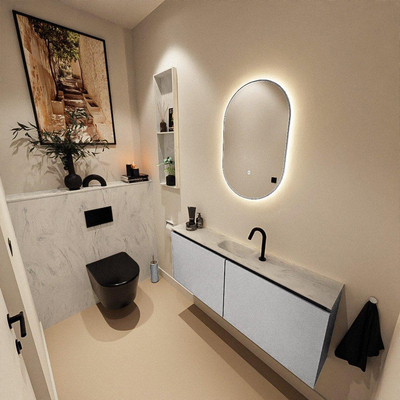 MONDIAZ TURE-DLUX 120cm toiletmeubel Plata. EDEN wastafel Opalo positie midden. Met 1 kraangat.