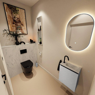 MONDIAZ TURE-DLUX 40cm toiletmeubel Plata. EDEN wastafel Opalo positie rechts. Met 1 kraangat.