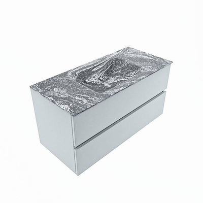 Mondiaz VICA-DLUX Ensemble de meuble de salle de bain - 100cm - meuble sous-vasque argile - 2 tiroirs - lavabo encastrée nuage milieu - sans trous de robinet - version haute 60cm - lave