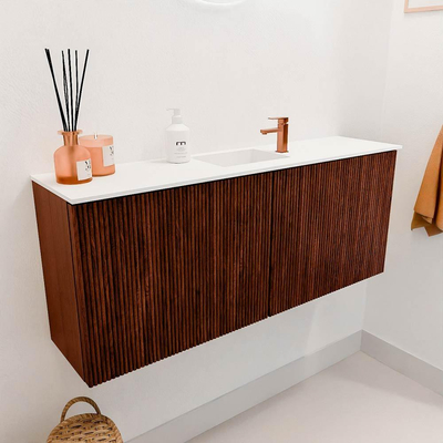 Mondiaz JOYA 100cm toiletmeubel - kleur Ruby - Wastafel FAYE positie Midden 1 kraangat kleur Talc.