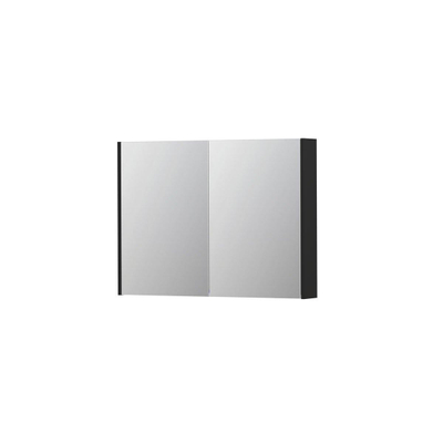 INK SPK2 armoire de toilette – 100 x 74 x 14 cm – 2 portes, portes-miroir double face – Noir mat