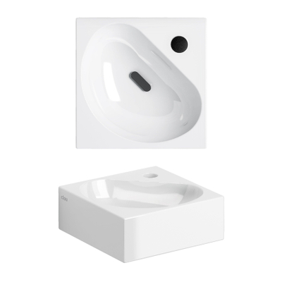 Clou Flush Lavabo d'angle 27x27x10cm avec trou de robinet Céramique Blanc