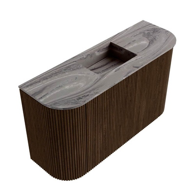 Mondiaz JOYA-DLUX 73.2cm meuble de salle de bains avec WC - arrondis gauche et droite couleur Noyer - Vasque FAYE position Milieu Sans trou de robinet couleur Sombra.