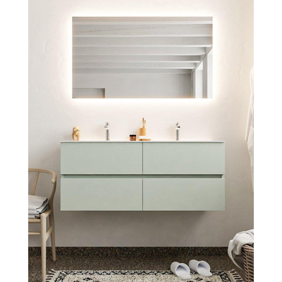 Mondiaz VICA ensemble de meuble de salle de bain - 120cm - meuble sous-vasque gris - 4 tiroirs - lavabo cloud double - 2 trous de robinet - miroir LED - version XL 60cm de haut