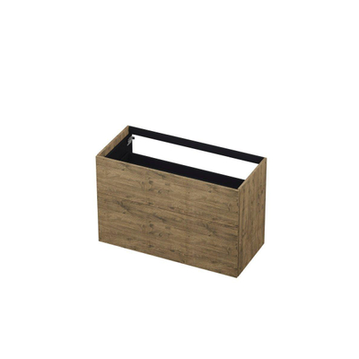 INK Wastafelonderkast - 100x45x65cm - 2 lades - push to open - met rechte opdekfronten - MFC - Naturel eiken