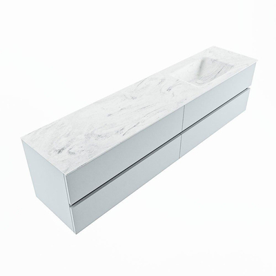 Mondiaz VICA-DLUX ensemble de meuble de salle de bain - 200cm - meuble sous-vasque argile - 4 tiroirs - lavabo encastré nuage droite - 1 trou de robinet - version haute de 60cm - opalo