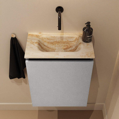 MONDIAZ TURE-DLUX Meuble de toilette 40cm Plata. EDEN lavabo Frappe position milieu. Sans trou de robinet.