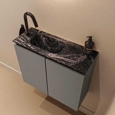 MONDIAZ TURE-DLUX 60cm toiletmeubel Smoke. EDEN wastafel Lava positie links. Met 1 kraangat.