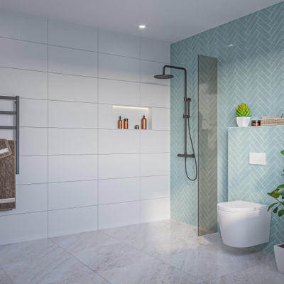 Fortifura Galeria Inloopdouche - rookglas - 30x200cm - 8mm - nano - blind - inbouw profiel - brons