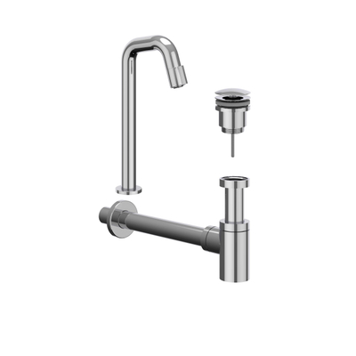 IVY Ensemble pour lave-mains - Contour - montage en surface - surélevé - bonde always open - Chrome