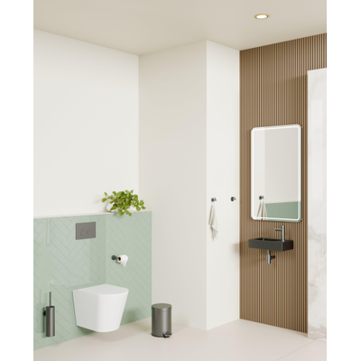 FugaFlow Eccelente Pietra fonteinset - 40x22x9cm - 1 kraangat - natuursteen - fonteinkraan gunmetal - zwart