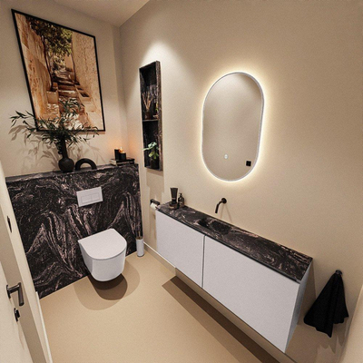 MONDIAZ TURE-DLUX meuble WC 120 cm Cale. EDEN lavabo Lava position centrale. Sans trou de robinet.