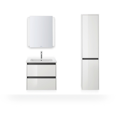 Duravit Ketho.2 Wastafelonderbouwkast - met 2 laden - 61x48x55cm - met grepen antraciet - hoogglans wit