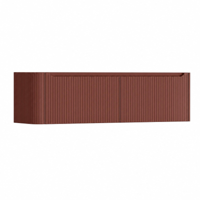 H&R Badmeubelen Juice Wastafelonderkast - 160x45x40cm - linkerhoek afgerond - 3D-front - 2 lades - geïntegreerde greep - terra mat