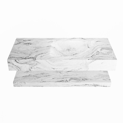 MONDIAZ ALAN - DLUX Badkamermeubelset - 100cm - planchet - Glace - vrijhangende wastafel - wasbak rechts - 1 kraangat - Glace