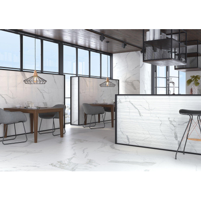 Cifre Ceramica Statuario carrelage mural et de sol - 75x75cm - 10.2mm - Carré - rectifié - Aspect marbre - Blanc/noir mat