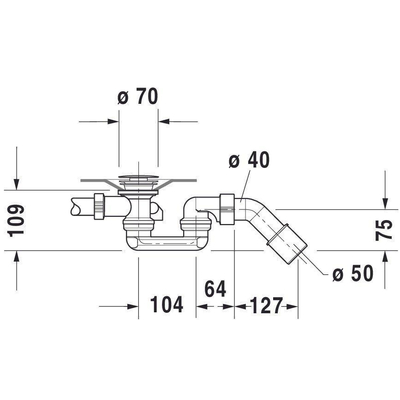 Duravit D-code Badafvoer en overloopcombinatie - met waste - voor bad - 180cm - inclusief middenafvoer - hoogglans chroom