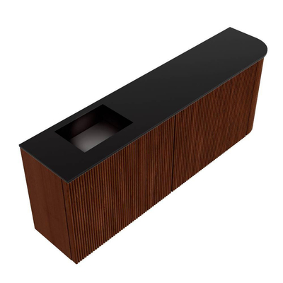 Mondiaz JOYA meuble WC 111,6 cm - arrondi à droite couleur Ruby - Lavabo FAYE position gauche 1 trou de robinet couleur Urban.